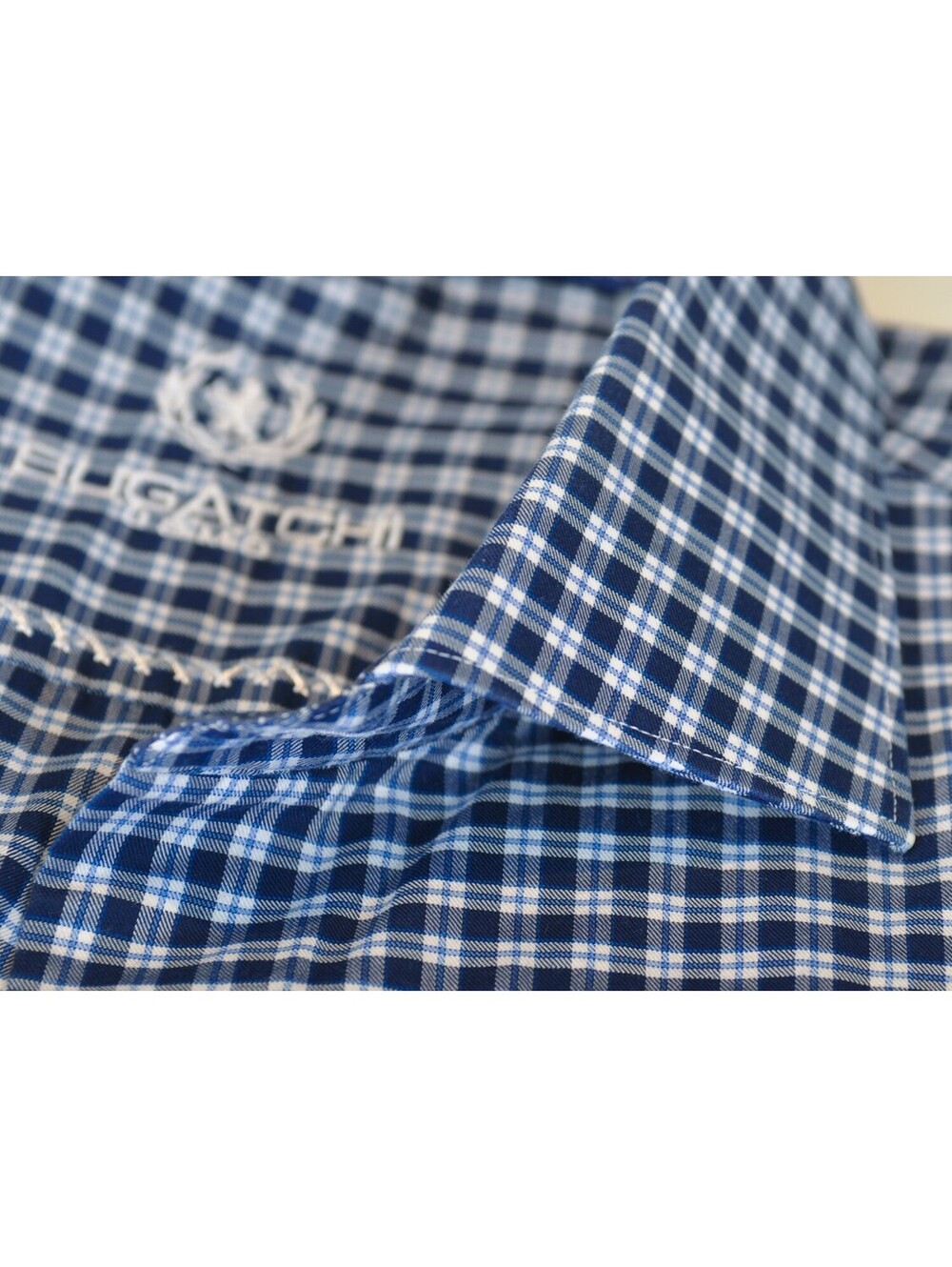 Bugatchi Navy Blue Check Dress Shirt 17 38265 - Picture 3 of 5